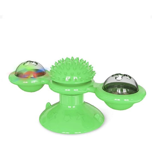 Cat Toys,Windmill Cat Toy with Led Ball and Catnip Ball,Cat Turntable Teasing Interactive Toy with Suction Cup, Funny Kitten Windmill Ball Cat Toys for Indoor Cats, Massage Scratching Tickle-1Pack